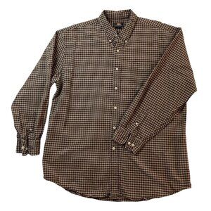 Route 66 Button Down Shirt Men's Size XLT Long Sleeve Brown Check Thick Cotton